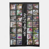 28 Foto Collage Grid - 1 tekstvak - zwart wit Theedoek (Verticaal)