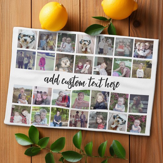 28 Foto Collage Grid - 1 tekstvak - zwart wit Theedoek