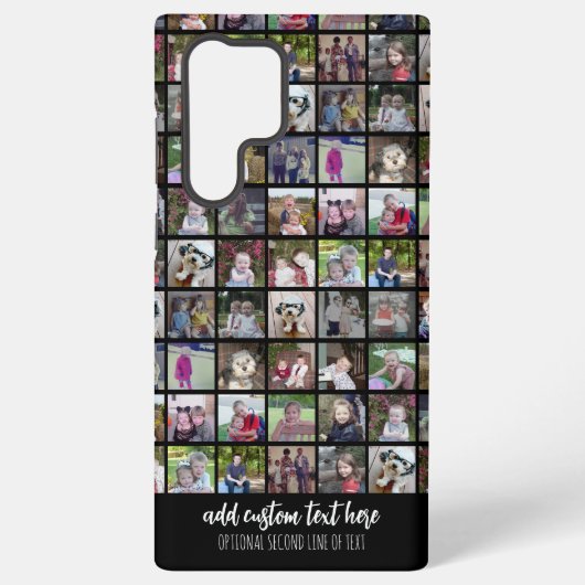 28 Foto Collage Grid - 2 tekstvakken - zwart Samsung Galaxy Hoesje (Achterkant)