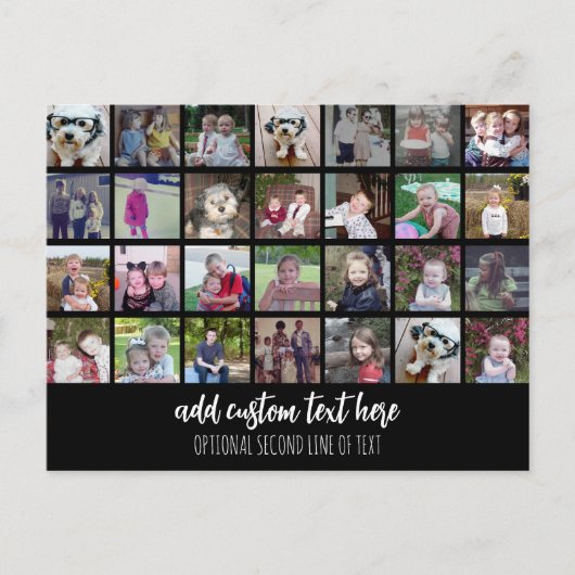 28 Foto Collage Grid - 2 tekstvakken - zwart wit Briefkaart (Voorkant)