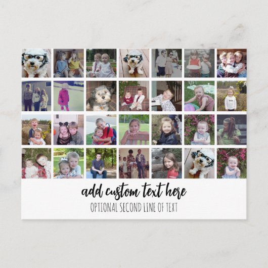 28 Foto Collage Grid - 2 tekstvakken - zwart wit Briefkaart (Voorkant)