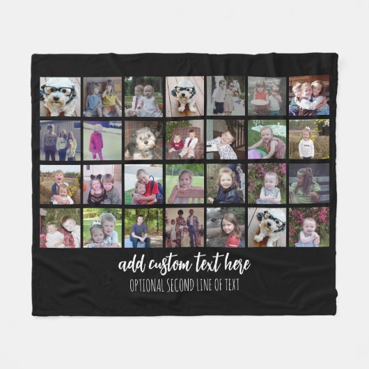 28 Foto Collage Grid - 2 tekstvakken - zwart wit Fleece Deken (Voorkant (Horizontaal))