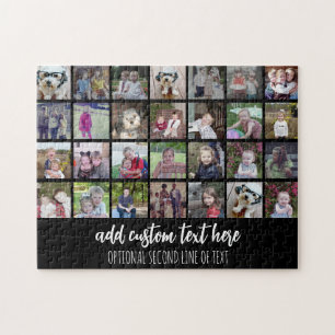 28 Foto Collage Grid - 2 tekstvakken - zwart wit Legpuzzel