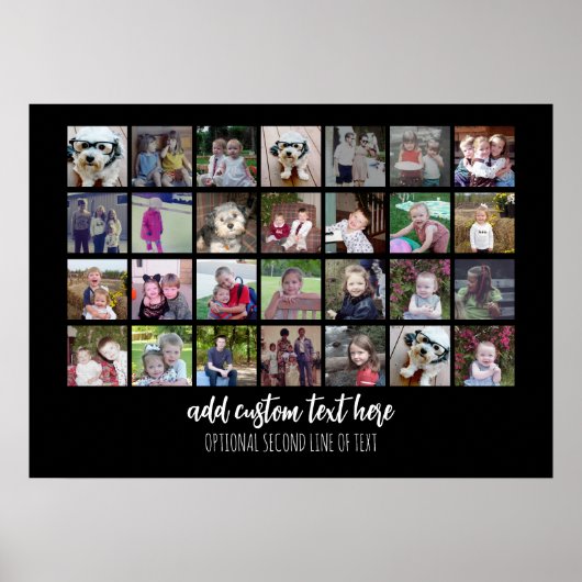 28 Foto Collage Grid - 2 tekstvakken - zwart wit Poster (Voorkant)