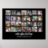 28 Foto Collage Grid - 2 tekstvakken - zwart wit Poster (Voorkant)