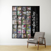 28 Foto Collage Grid - 2 tekstvakken - zwart wit Wandkleed (In situ)