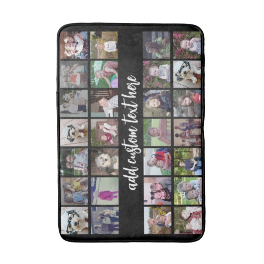 28 Foto Collage Grid - Script Text - zwart wit Badmat (Voorkant Verticaal)