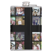 28 Foto Collage Grid - Script Text - zwart wit Heupfles (Achterkant)