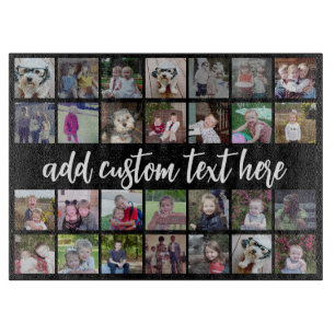 28 Foto Collage Grid - Script Text - zwart wit Snijplank