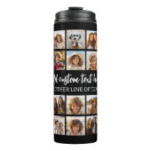 28 Foto Collage Grid - Script Text - zwart wit Thermosbeker (Voorkant)