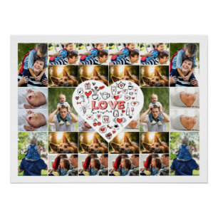 28 Foto Collage Lijst met Liefde Hart Centerstuk Perfect Poster