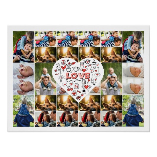 28 Foto Collage Lijst met Liefde Hart Centerstuk Perfect Poster (Voorkant)