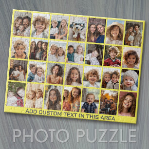 28 Foto Collage Raster - 1 Tekstvak Boter Geel Legpuzzel