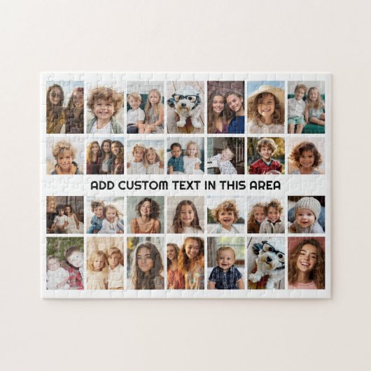 28 Foto Collage Raster - 1 Tekstvak Legpuzzel (Horizontaal)