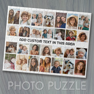 28 Foto Collage Raster - 1 Tekstvak Legpuzzel