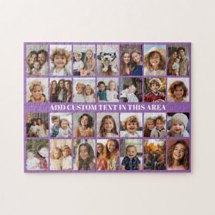 28 Foto Collage Raster - 1 Tekstvak Paars Legpuzzel