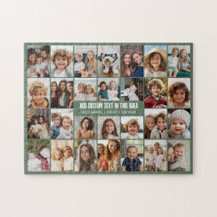 28 Foto Collage Raster - 2 Tekstvakken - Groen Legpuzzel