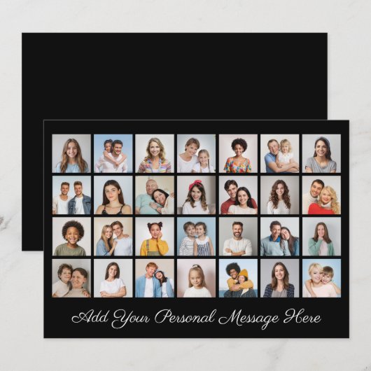 28 Foto Collage Voeg uw Groet Toe Bewerkbare Kleur Kaart (Voorkant / Achterkant)