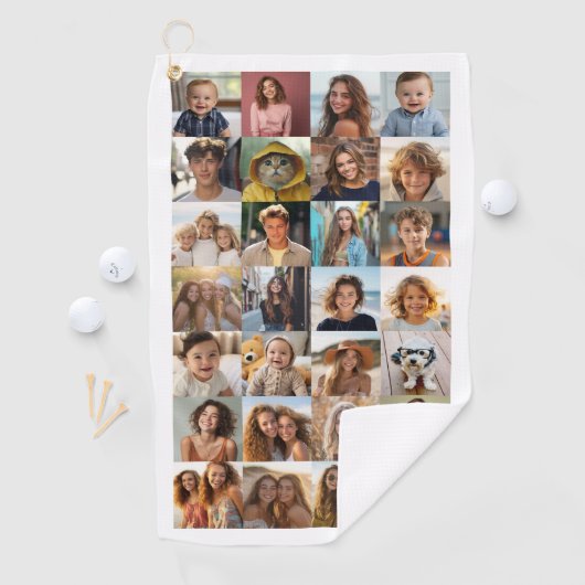 28 Fotocollage - Aangepaste tekst - Zwart en wit Golfhanddoek (Insitu)