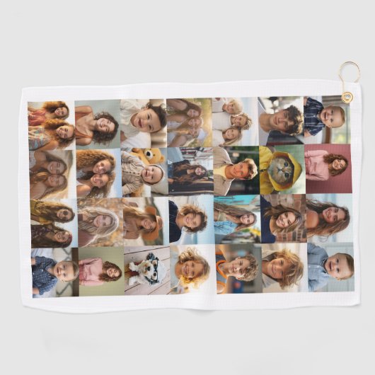 28 Fotocollage - Aangepaste tekst - Zwart en wit Golfhanddoek (Horizontaal)