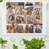 28 Fotocollage - Aangepaste tekst - Zwart en wit Theedoek (Gevouwen)