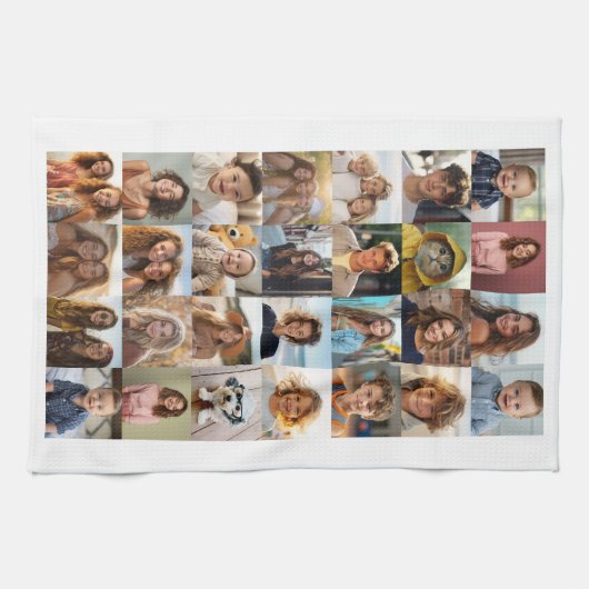 28 Fotocollage - Aangepaste tekst - Zwart en wit Theedoek (Horizontaal)