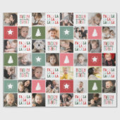 28-Fotocollage Blij & Stralend Fa La La Kerstmis Cadeaupapier (Vlak)