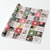 28-Fotocollage Blij & Stralend Fa La La Kerstmis Cadeaupapier (Uitgerold)
