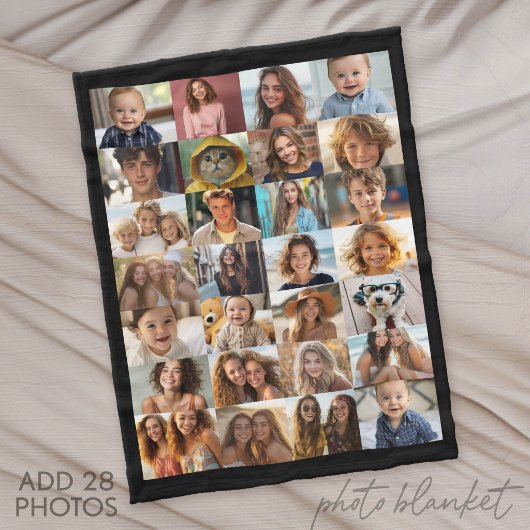 28 Fotocollage Overal - Zwart Fleece Deken
