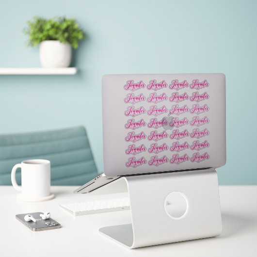 28 Heet Roze Decorative Jennifer Sticker (Laptop op bureau)