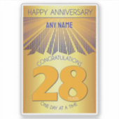 28 jaar | Golden Ray 12-stappen CUSTOM NAAM Sticker (Voorkant)