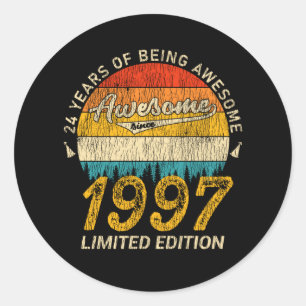 28 jaar oude Bday Retro Geweldige 28e verjaardagsc Ronde Sticker