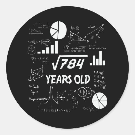 28 jaar oude Bday Wiskunde Teacher 28ste Verjaarda Ronde Sticker (Voorkant)