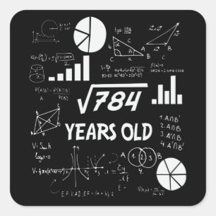 28 jaar oude Bday Wiskunde Teacher 28ste Verjaarda Vierkante Sticker