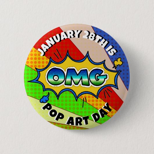 28 januari is Pop Art Day | Vakantiegeld Button (Voorkant)