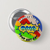 28 januari is Pop Art Day | Vakantiegeld Button (Voorkant /achterkant)