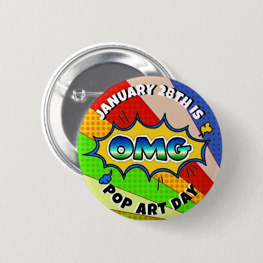 28 januari is Pop Art Day | Vakantiegeld Button (Voorkant /achterkant)