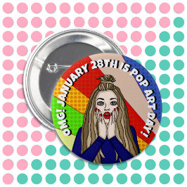 28 januari is Pop Art Day | Vakantiegeld Button