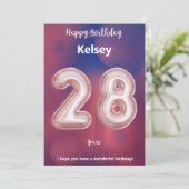 28-jarige Happy Birthday-kaart (Staand voorkant)