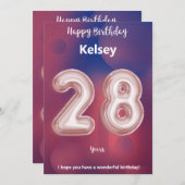 28-jarige Happy Birthday-kaart (Voorkant / Achterkant)