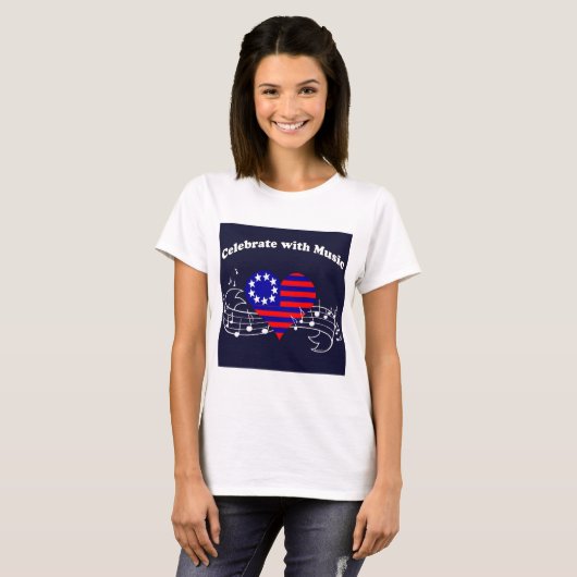 #28 Met muziek vieren T-shirt (Voorkant volledig)