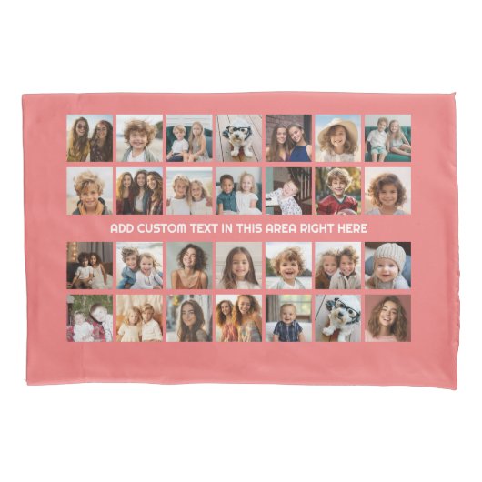 28 Photo Collage Grid - 1 Tekstvak - roos Kussensloop (Voorkant)