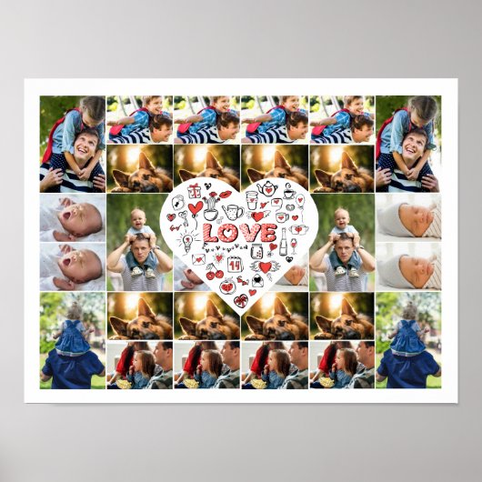 28 Photo Collage Lijst met Liefde Hoor Centerpiece Poster (Voorkant)