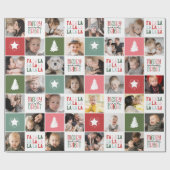 28-Photo Collage Merry & Bright Fa La Christmas Cadeaupapier (Vlak)