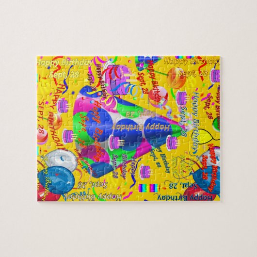 28 september, Birthday Jigzaag Puzzle Legpuzzel (Horizontaal)