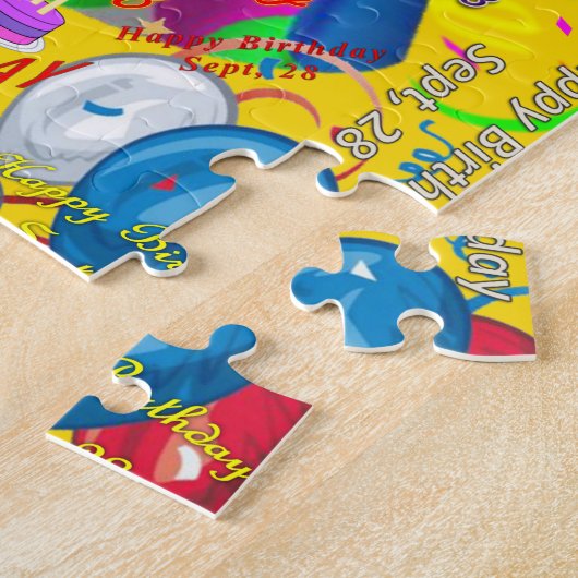 28 september, Birthday Jigzaag Puzzle Legpuzzel (Zijkant)
