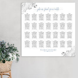 28 Tabel Frilly Wedding Seating Chart White Blue Poster