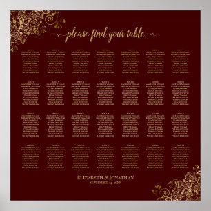 28 Tafel - bruiloft - Zittingskaart Auburn & Lacy  Poster