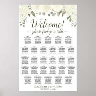 28 Tafel Ivoor Witte Rozen Trouw Stoelenplattegron Poster