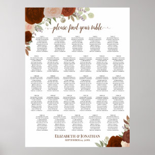 28 Tafel Rustic Herfstrozen Huwelijksstoelindeling Poster